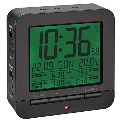 TFA Dostmann 60.2536.01 Wekker Zendergestuurd Zwart Alarmtijden 4