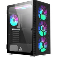 Montech x3 glass midi tower behuizing (zwart | 3x usb-a | rgb | tempered glass) - thumbnail