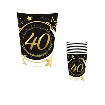 Bekertjes 40 Jaar Zwart & Goud Chique