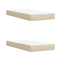 Boxspring met matras stof crèmekleurig 200x200 cm - thumbnail