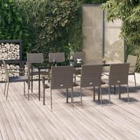 9-delige Tuinset met kussens poly rattan zwart en grijs - thumbnail
