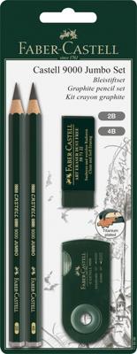 Faber Castell FC-119398 Potloodset Faber-Castell 9000 Jumbo 2B, 4B, Gum, En Sljiper Faber Castell FC-119398 Potloodset Faber-Castell 9000 Jumbo 2B, 4B, Gum, En Sljiper