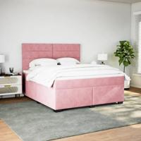 Boxspring met matras fluweel roze 200x200 cm - thumbnail