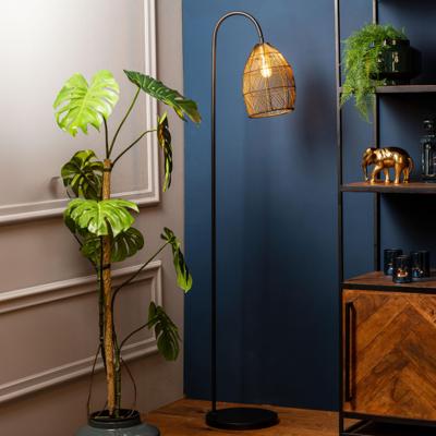 Light & Living Vloerlamp 'Meya', mat zwart+goud