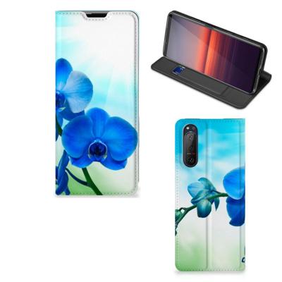 Sony Xperia 5 II Smart Cover Orchidee Blauw - Cadeau voor je Moeder Sony Xperia 5 II Smart Cover Orchidee Blauw - Cadeau voor je Moeder