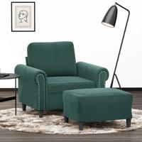 Fauteuil met voetenbank 60 cm fluweel donkergroen - thumbnail