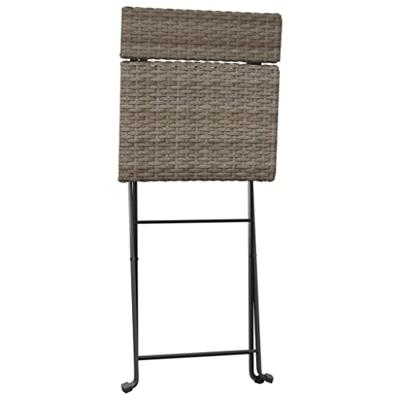 3-delige Bistroset inklapbaar poly rattan grijs - thumbnail