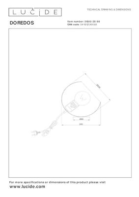 Lucide DOREDOS - Tafellamp - Ø 20 cm - 1xE27 - Pastel blauw