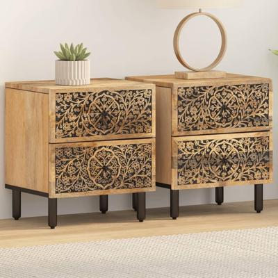 Nachtkastjes 2 st 40x33x46 cm massief mangohout