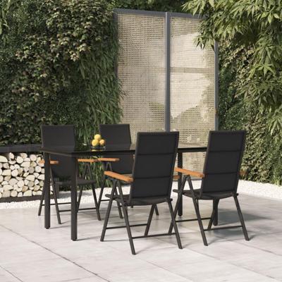 5-delige Tuinset poly rattan zwart en bruin