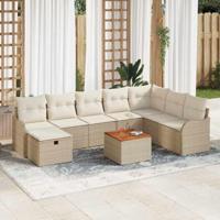 Tuinbankenset met kussen met opslag 9 pcs Beige Poly riet - thumbnail