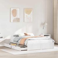 Bedframe zonder matras massief grenenhout wit 120x200 cm - thumbnail