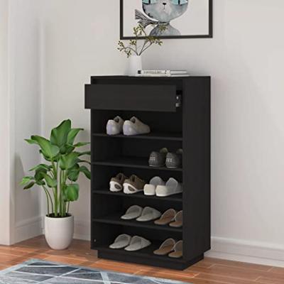 Schoenenkast 60x34x105 cm massief grenenhout zwart