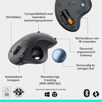 LOGITECH M575 Ergo Draadloze Trackball Muis Grijs - thumbnail