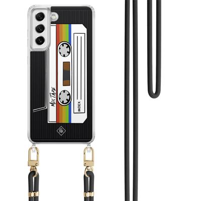 Samsung Galaxy S21 FE hoesje met zwart koord - Cassette mixtape Samsung Galaxy S21 FE hoesje met zwart koord - Cassette mixtape