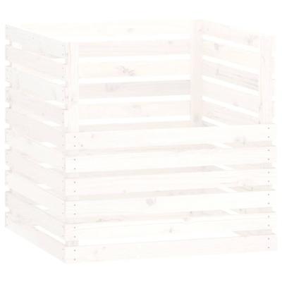 VidaXL Compostbak 80x80x78 cm massief grenenhout wit