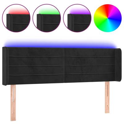 Hoofdbord LED 147x16x78/88 cm fluweel zwart