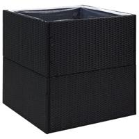 Plantenbak 80x80x80 cm poly rattan zwart - thumbnail