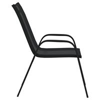Tuinstoelen stapelbaar 6 st textileen stof zwart - thumbnail