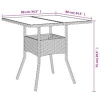 3-delige Tuinset met kussens poly rattan en acaciahout grijs - thumbnail