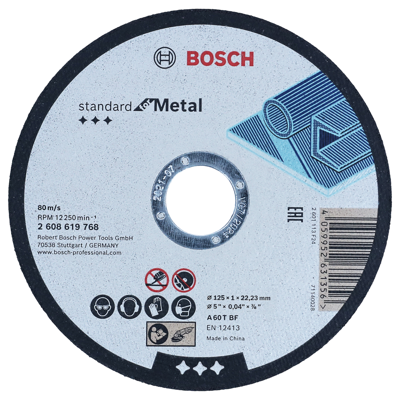 Bosch Accessoires Doorslijpschijf Standard Metal 125X1X22.23 - 2608619768 Bosch Accessoires Doorslijpschijf Standard Metal 125X1X22.23 - 2608619768