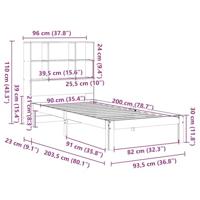 Bed met boekenkast zonder matras grenenhout wit 90x200 cm - thumbnail