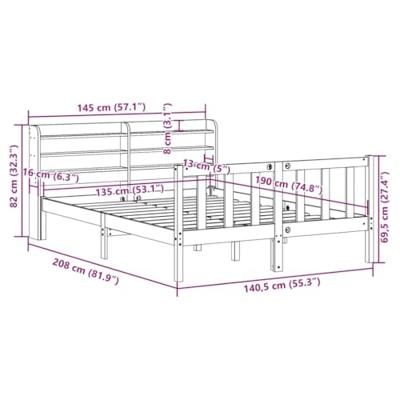 Bedframe met hoofdbord massief grenenhout wasbruin 135x190 cm Bedframe met hoofdbord massief grenenhout wasbruin 135x190 cm