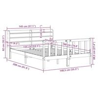 Bedframe met hoofdbord massief grenenhout wasbruin 135x190 cm - thumbnail
