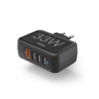 Hama Snellader 4 poorts, 4x USB-A, 33 W Oplader Zwart - thumbnail