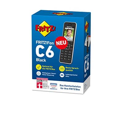 AVM FRITZ!FON C6 Black Edition Draadloze VoIP-telefoon Antwoordapparaat, Babyfoon, Handsfree, PIN-code LC-display Zwart
