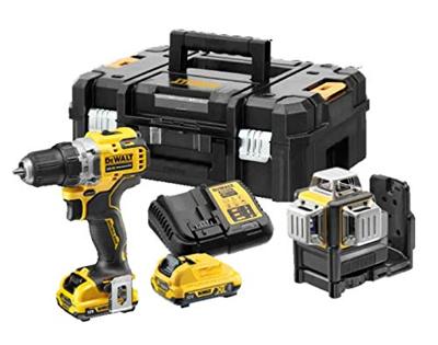 DeWalt DCK212D2T | Combiset | Schroef/boormachine DCD701 + Zelfnivellerende multilijnlaser | 12V XR | 3x 360° | Groen | 2x2.0Ah | in TSTAK -