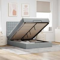 Ottoman bed met matras 140x200cm stof lichtgrijs - thumbnail