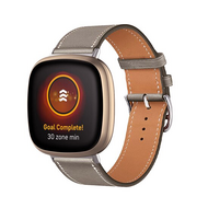 Fitbit Versa 3/4 & Sense 1/2 leren bandje - Grijsbruin - thumbnail