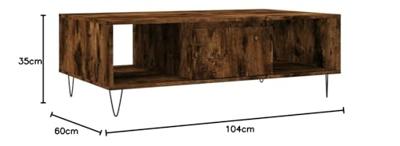 Salontafel 104x60x35 cm bewerkt hout gerookt eikenkleurig Salontafel 104x60x35 cm bewerkt hout gerookt eikenkleurig