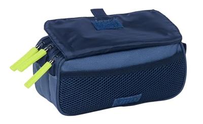 Pennenetui met 3 vakken Munich Blue indigo Blauw 21,5 x 10 x 8 cm