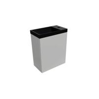 Arcqua Luna Fonteinset 54.3x39.7x21.8cm Glans Wit met marble fontein zonder overloop mat zwart FNK107877 - thumbnail