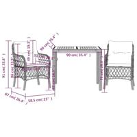 3-delige Bistroset met kussens poly rattan zwart - thumbnail