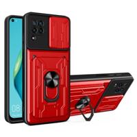 For Huawei P40 Lite Sliding Camshield Card Phone Case(Red) - thumbnail