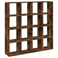 Boekenkast 137,5x29x137,5 cm bewerkt hout gerookt eikenkleurig - thumbnail