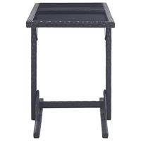Tuintafel 110x53x72 cm glas en poly rattan zwart - thumbnail