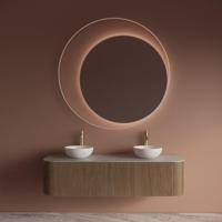 Spiegel Gliss Design Kosmos Mat Wit Rond met Frame en Indirecte LED Verlichting 140 cm - thumbnail