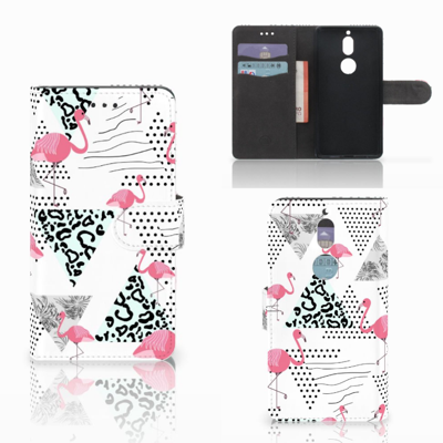 Nokia 7 | Telefoonhoesje | Met pasjeshouder | Flamingo Triangle