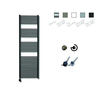 Elektrische Design Radiator Sanicare Plug & Play 172x45 cm Mat Zwart 920 Watt Met Chroom Thermostaat Links Sanicare
