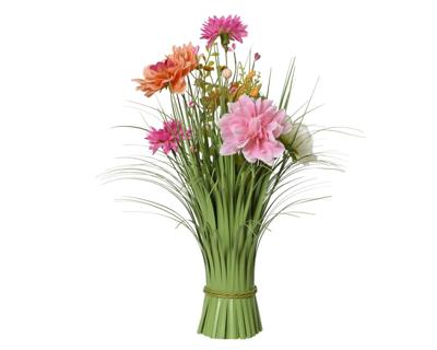 Kunstgras everlands met bloemen 40cm roze