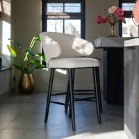 Richmond Barstoel 'Indigo' Bouclé, kleur Wit (zithoogte 78cm) - thumbnail