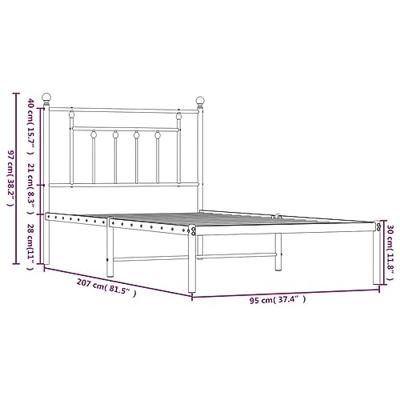 Bedframe met hoofdbord metaal zwart 90x200 cm Bedframe met hoofdbord metaal zwart 90x200 cm