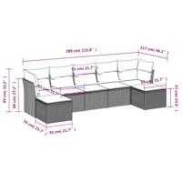 7-delige Loungeset met kussens poly rattan grijs - thumbnail