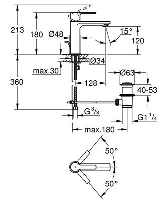 GROHE Lineare New waterbesparende wastafelkraan S-size met waste supersteel 32114DC1 - thumbnail