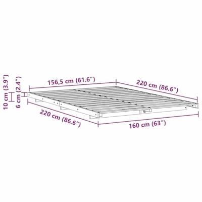 Bedframe Wasbruin 160 x 220 cm Massief grenenhout