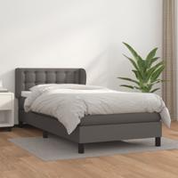 Boxspring met matras kunstleer grijs 140x200 cm - thumbnail